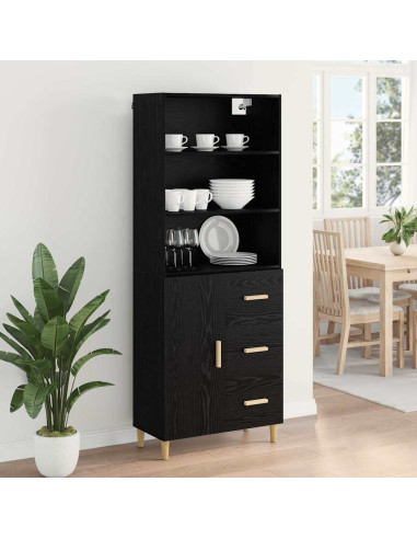 Credenza Rovere Nero 69,5 x 32,5 x 180 cm Legno multistrato