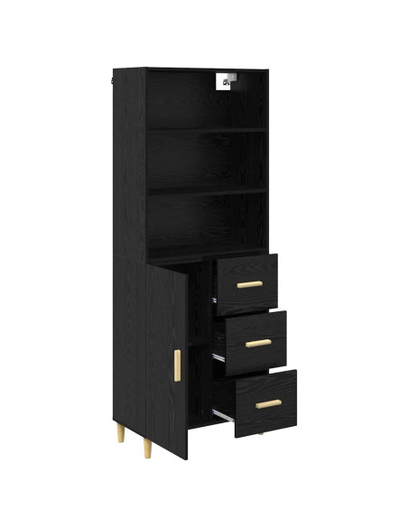 Credenza Rovere Nero 69,5 x 32,5 x 180 cm Legno multistrato