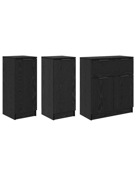 Credenza con cassetto 3 pcs Rovere nero Legno multistrato