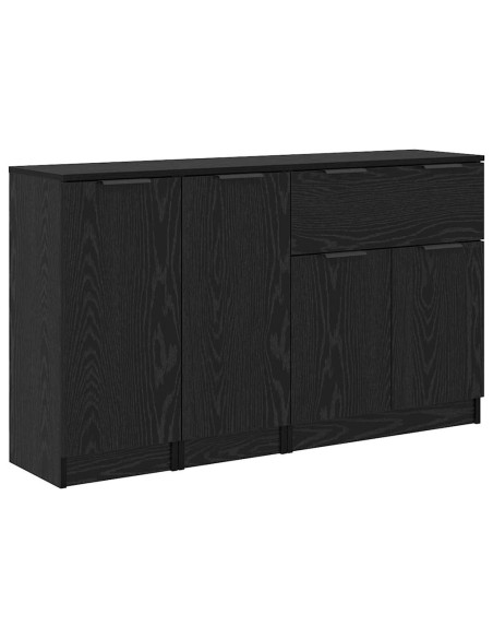 Credenza con cassetto 3 pcs Rovere nero Legno multistrato
