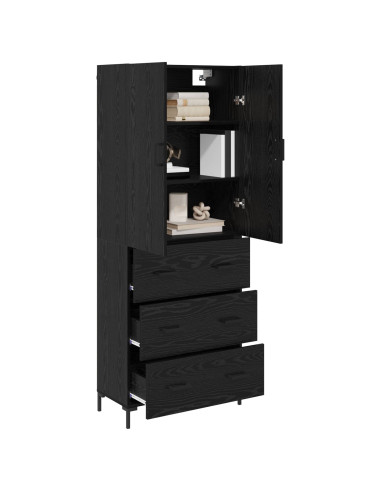 Credenza Rovere Nero 69,5 x 34 x 180 cm Legno multistrato