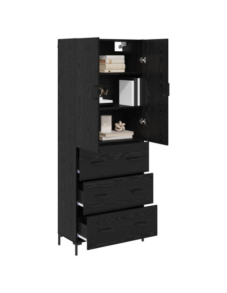 Credenza Rovere Nero 69,5 x 34 x 180 cm Legno multistrato