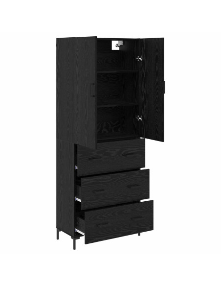 Credenza Rovere Nero 69,5 x 34 x 180 cm Legno multistrato