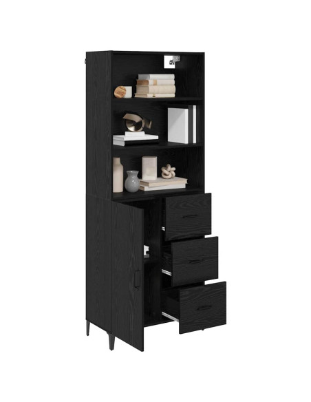 Credenza Rovere Nero 69,5 x 34 x 180 cm Legno multistrato