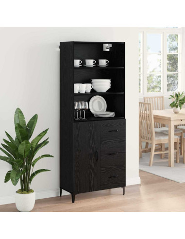 Credenza Rovere Nero 69,5 x 34 x 180 cm Legno multistrato