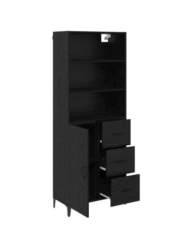 Credenza Rovere Nero 69,5 x 34 x 180 cm Legno multistrato