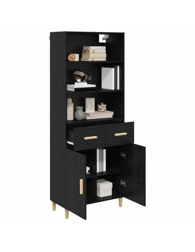 Credenza Rovere Nero 69,5 x 32,5 x 180 cm Legno multistrato