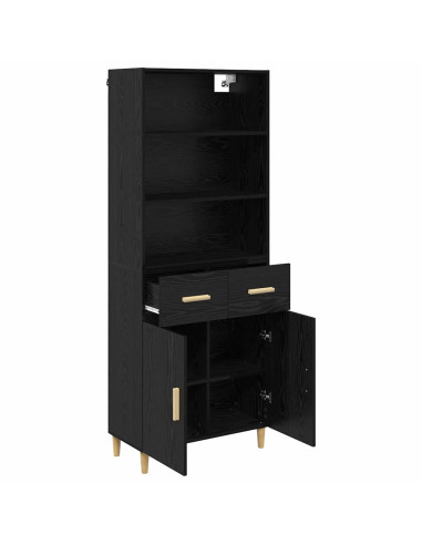 Credenza Rovere Nero 69,5 x 32,5 x 180 cm Legno multistrato