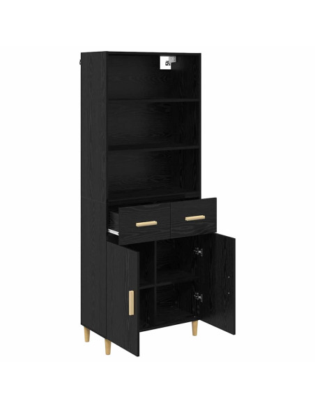 Credenza Rovere Nero 69,5 x 32,5 x 180 cm Legno multistrato