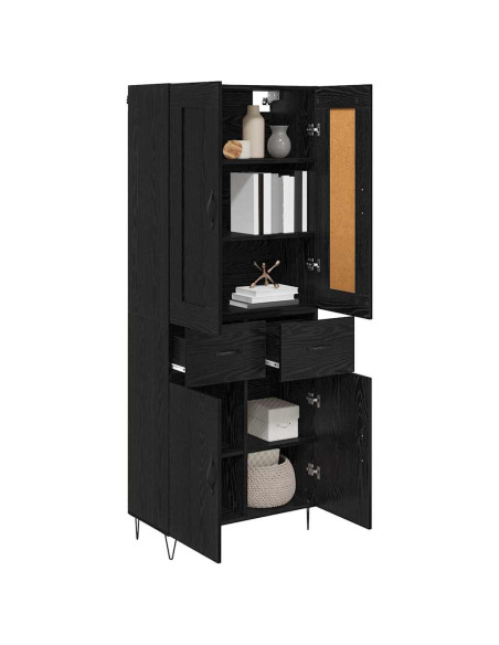 Credenza Rovere Nero 69,5 x 34 x 180 cm Legno multistrato