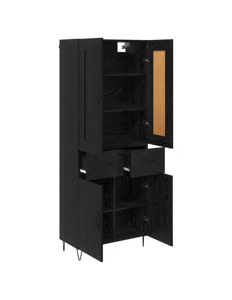 Credenza Rovere Nero 69,5 x 34 x 180 cm Legno multistrato