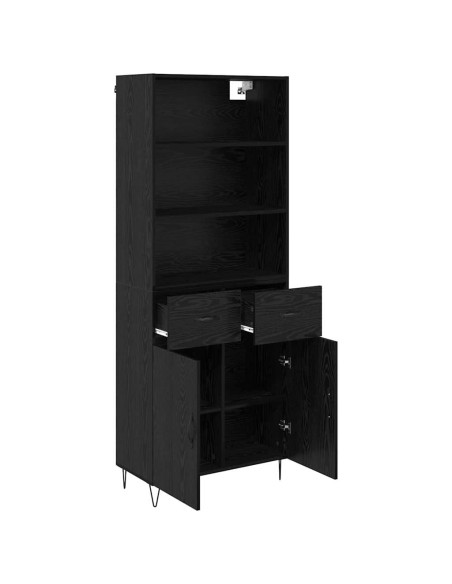 Credenza con cassetto 2 pcs Rovere Nero Legno multistrato