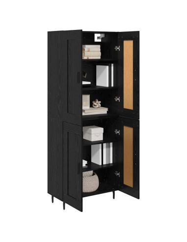 Credenza 2 pcs Rovere Nero Legno multistrato