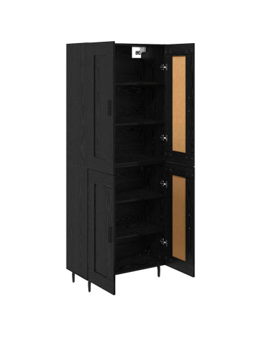 Credenza 2 pcs Rovere Nero Legno multistrato