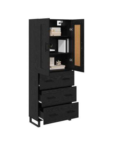 Credenza Rovere Nero 69,5 x 34 x 180 cm Legno multistrato