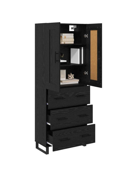 Credenza Rovere Nero 69,5 x 34 x 180 cm Legno multistrato