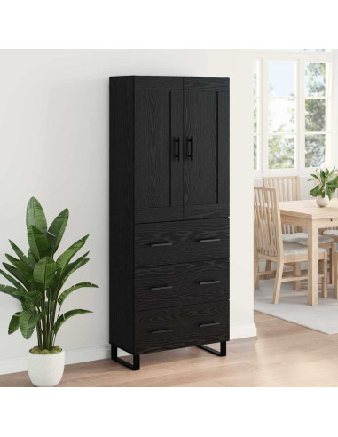 Credenza Rovere Nero 69,5 x 34 x 180 cm Legno multistrato