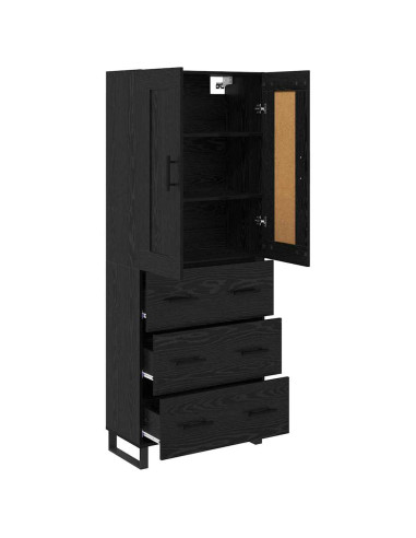 Credenza Rovere Nero 69,5 x 34 x 180 cm Legno multistrato