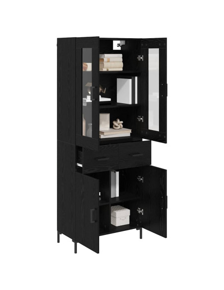 Credenza con cassetto 2 pcs Rovere Nero Legno multistrato