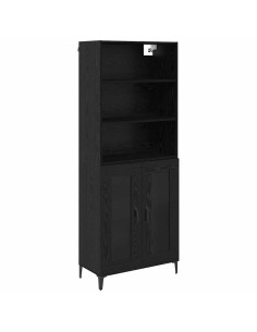 Credenza Rovere Nero 69,5 x 34 x 180 cm Legno multistrato 2