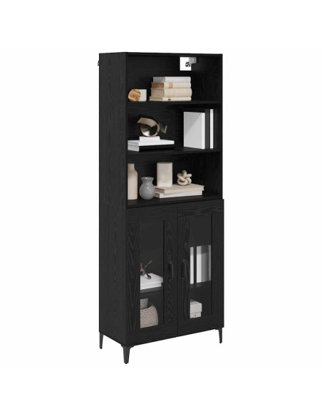 Credenza Rovere Nero 69,5 x 34 x 180 cm Legno multistrato