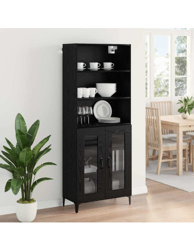 Credenza Rovere Nero 69,5 x 34 x 180 cm Legno multistrato