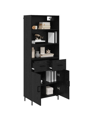 Credenza Rovere Nero 69,5 x 34 x 180 cm Legno multistrato