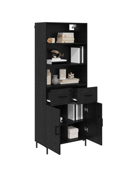 Credenza Rovere Nero 69,5 x 34 x 180 cm Legno multistrato