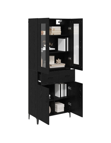 Credenza Rovere Nero 69,5 x 34 x 180 cm Legno multistrato