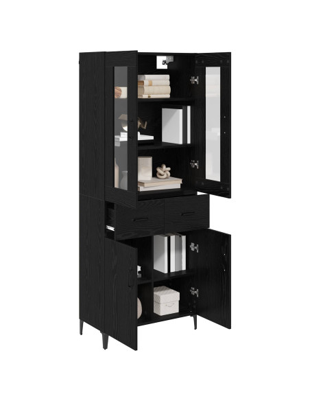 Credenza Rovere Nero 69,5 x 34 x 180 cm Legno multistrato