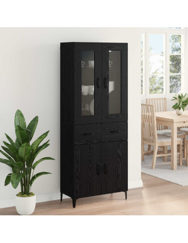 Credenza Rovere Nero 69,5 x 34 x 180 cm Legno multistrato