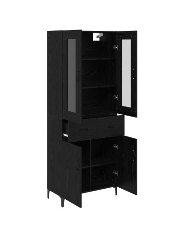 Credenza Rovere Nero 69,5 x 34 x 180 cm Legno multistrato