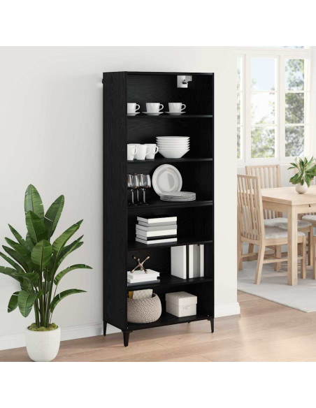 Credenza Rovere Nero 69,5 x 34 x 180 cm Legno multistrato