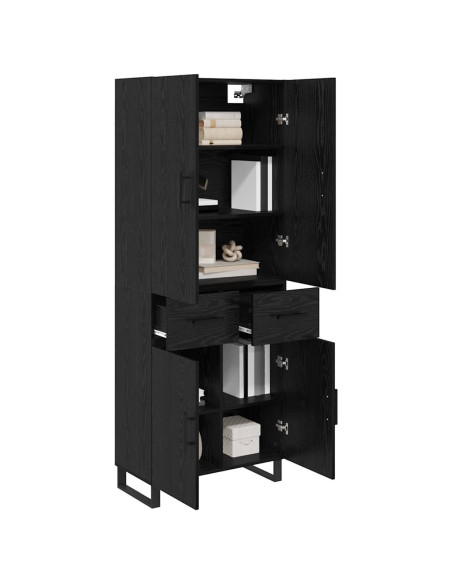 Credenza con cassetto 2 pcs Rovere Nero 69,5 x 34 x 180 cm