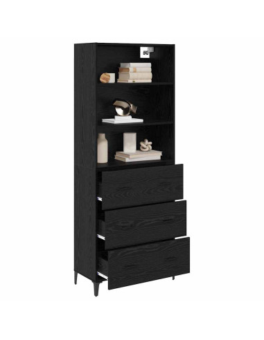 Credenza Rovere Nero 69,5 x 34 x 180 cm Legno multistrato