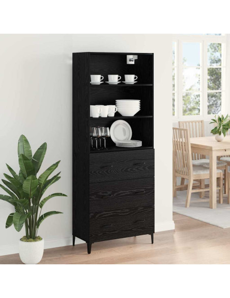 Credenza Rovere Nero 69,5 x 34 x 180 cm Legno multistrato