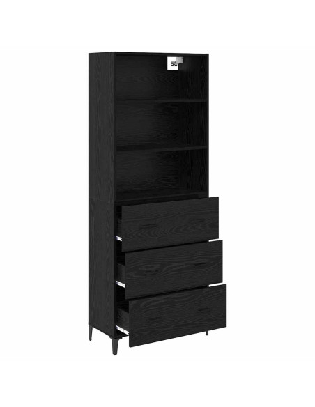 Credenza Rovere Nero 69,5 x 34 x 180 cm Legno multistrato