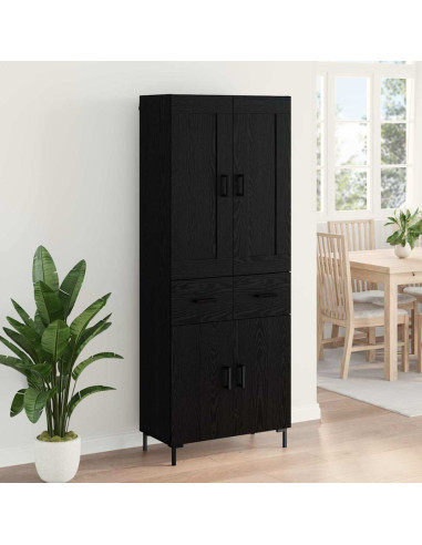 Credenza con cassetto 2 pcs Rovere Nero Legno multistrato