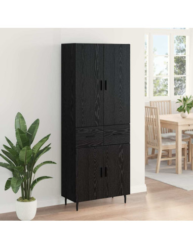 Credenza 2 pcs Rovere nero Legno Stratificato e Vetro