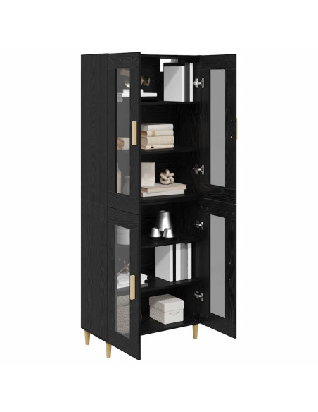 Credenza Rovere Nero 69,5 x 34 x 180 cm Legno multistrato