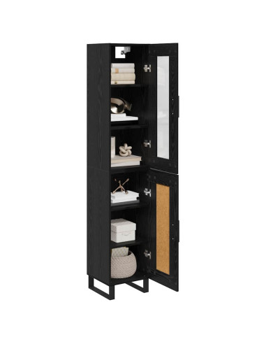 Credenza Rovere Nero 34,5 x 34 x 180 cm Legno multistrato