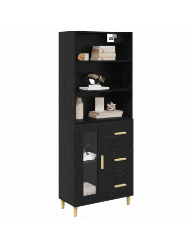 Credenza Rovere Nero 69,5 x 32,5 x 180 cm Legno multistrato