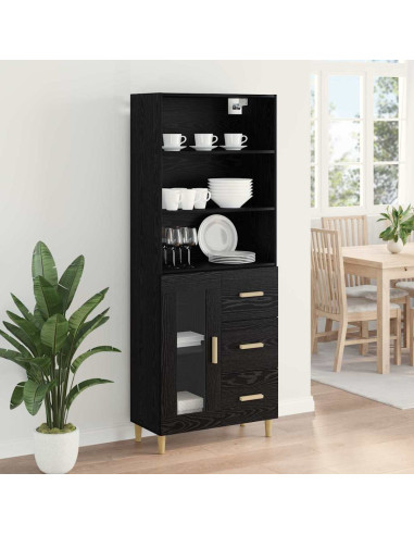 Credenza Rovere Nero 69,5 x 32,5 x 180 cm Legno multistrato