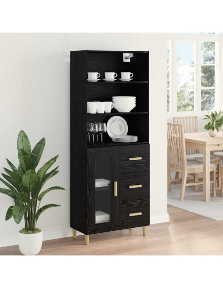 Credenza Rovere Nero 69,5 x 32,5 x 180 cm Legno multistrato