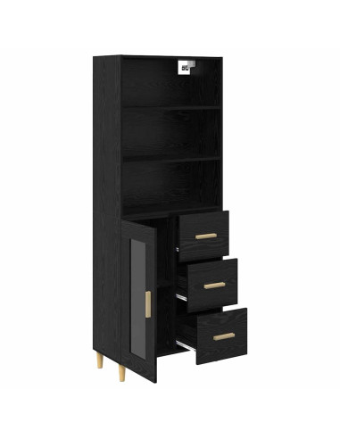 Credenza Rovere Nero 69,5 x 32,5 x 180 cm Legno multistrato