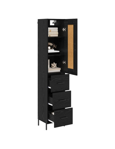 Credenza Rovere Nero 34,5 x 34 x 180 cm Legno multistrato