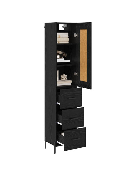 Credenza Rovere Nero 34,5 x 34 x 180 cm Legno multistrato