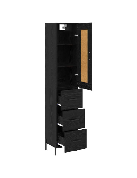 Credenza Rovere Nero 34,5 x 34 x 180 cm Legno multistrato