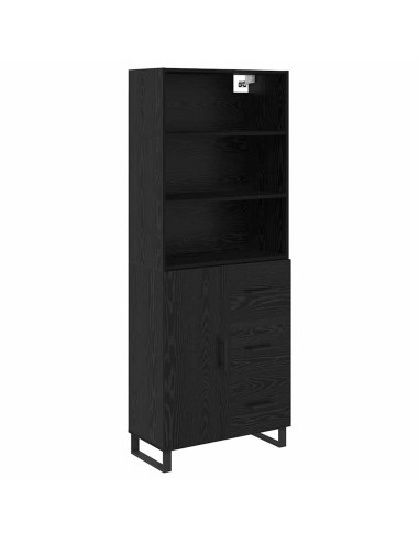 Credenza Rovere Nero 69,5 x 34 x 180 cm Legno multistrato