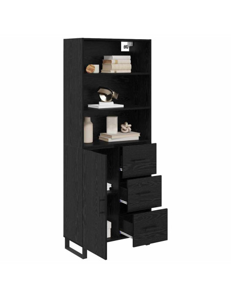 Credenza Rovere Nero 69,5 x 34 x 180 cm Legno multistrato